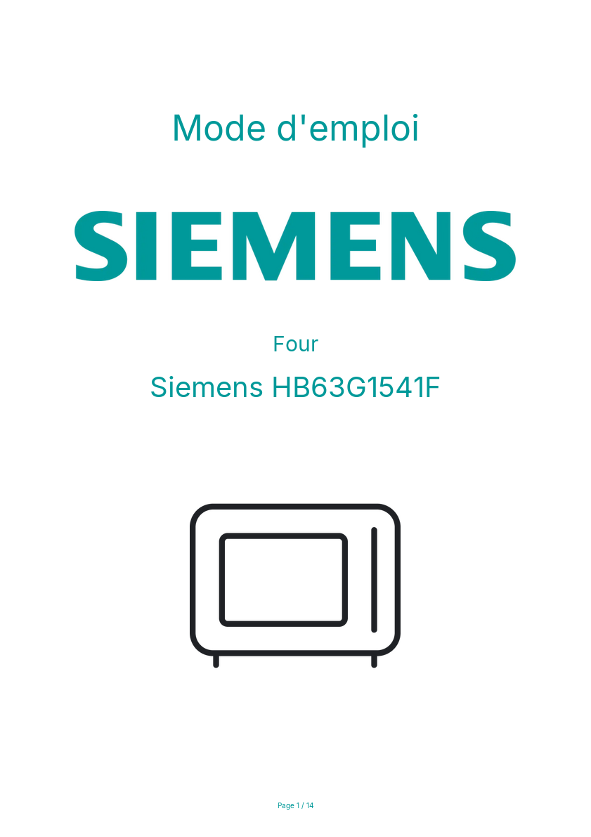 Page n°1 - Mode d'emploi Siemens HB63G1541F