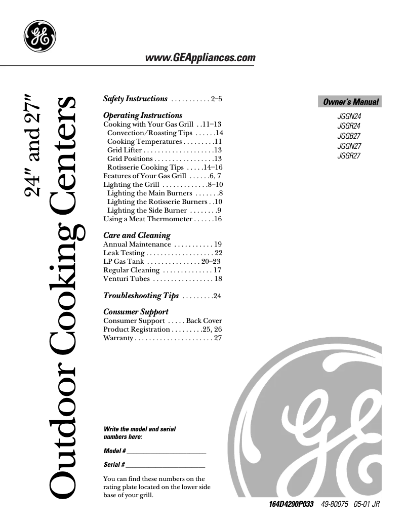 Imagen de la primera página del manual del dispositivo JGGR27LPDBB