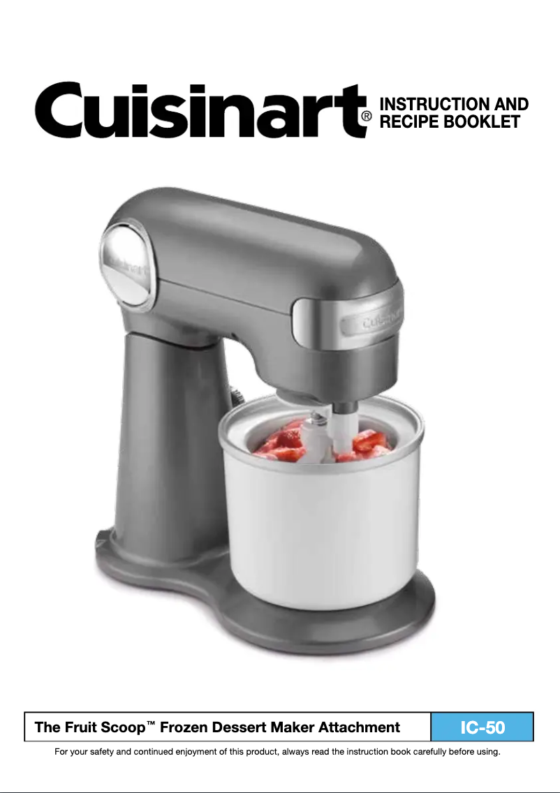 Page 1 de la notice Manuel utilisateur Cuisinart The Fruit Scoop IC-50