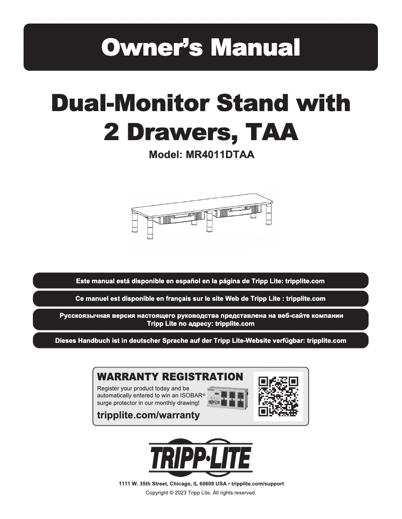 Page 1 de la notice Manuel utilisateur Tripp Lite MR4011DTAA