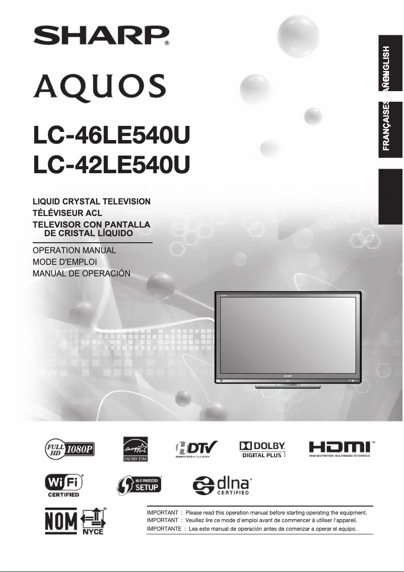 Image de la première page du manuel de l'appareil LC42LE540U