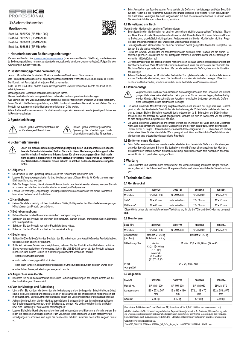 Page 1 de la notice Manuel utilisateur Speaka SP-MM-1000