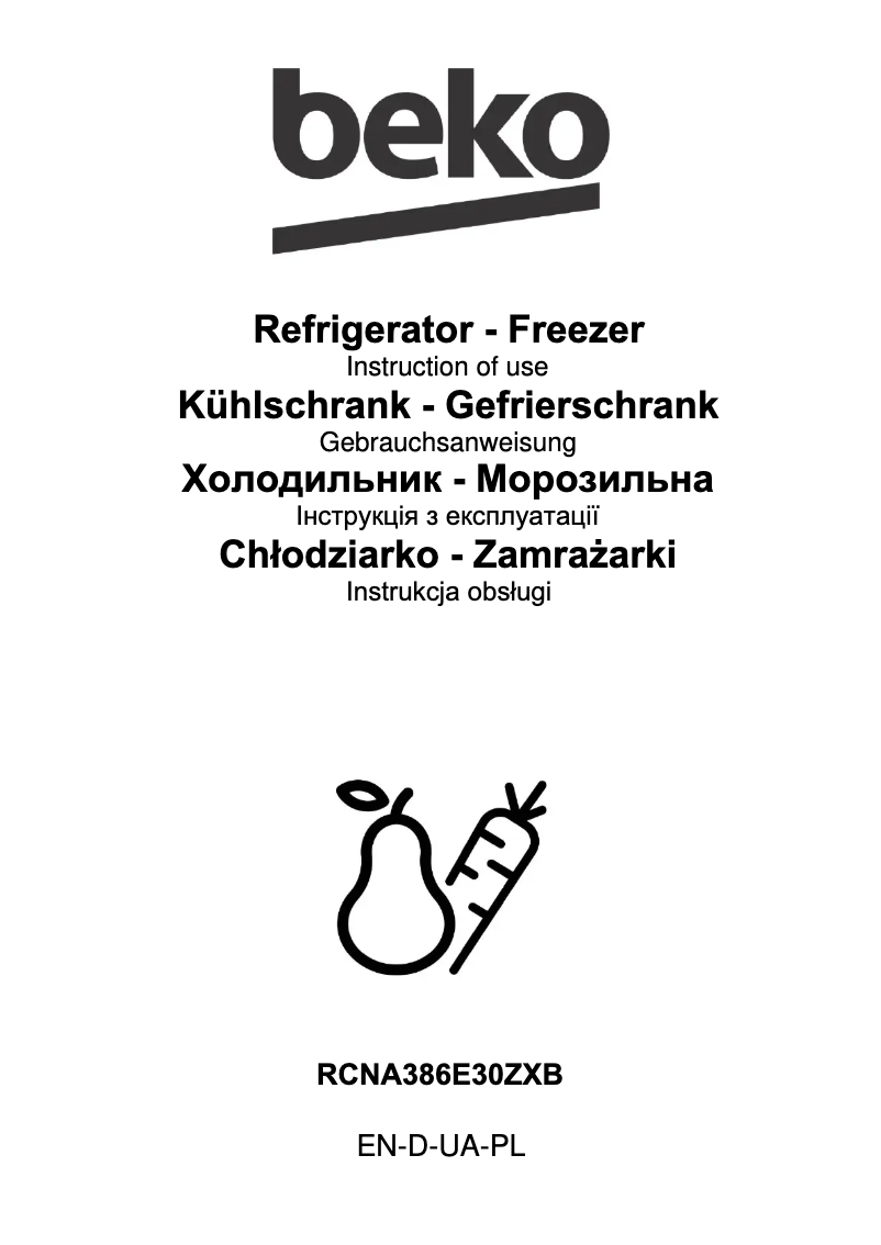 Page 1 de la notice Manuel utilisateur Beko RCNA386E30ZXB