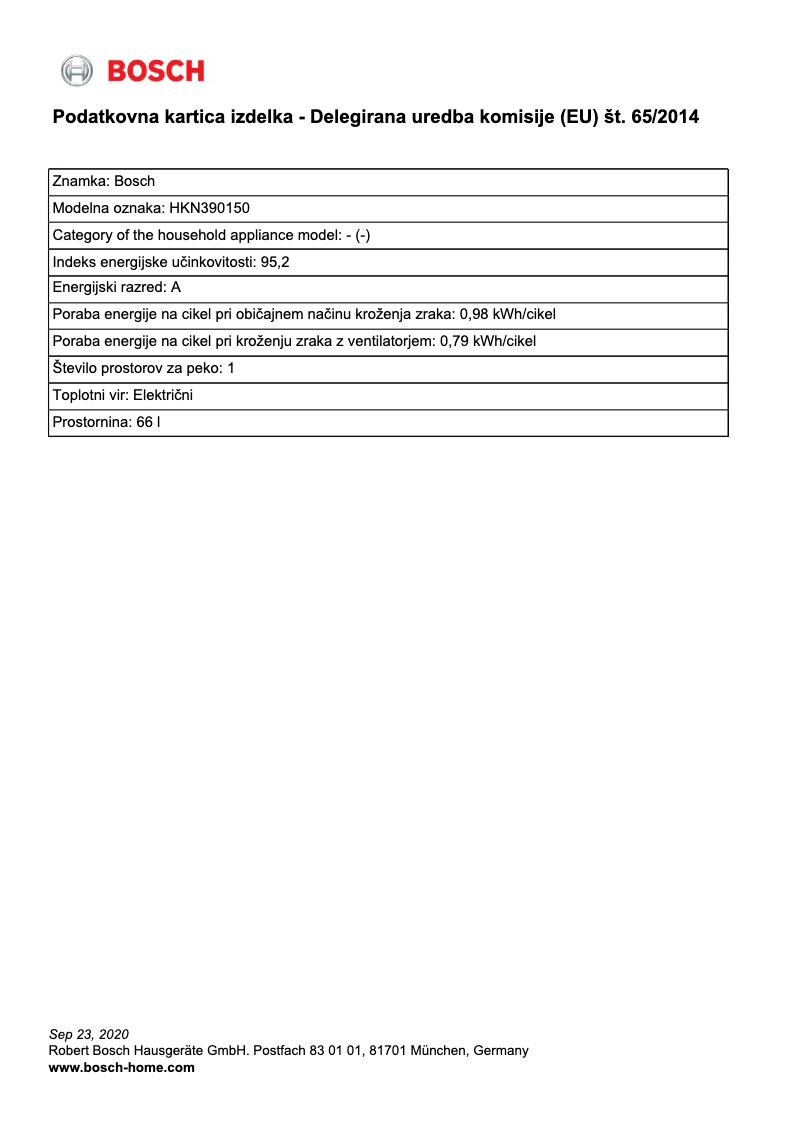 Page 1 de la notice Manuel utilisateur Bosch HKN390150