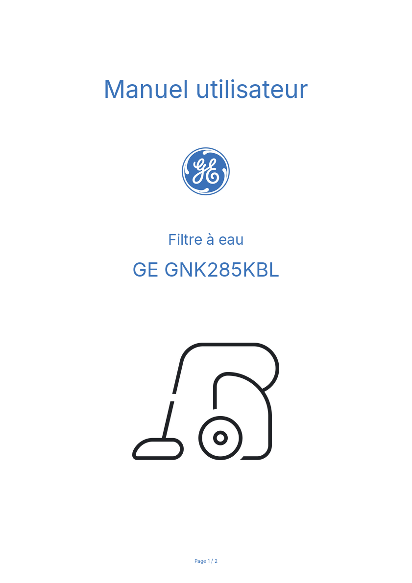 Page n°1 - Manuel utilisateur GE GNK285KBL