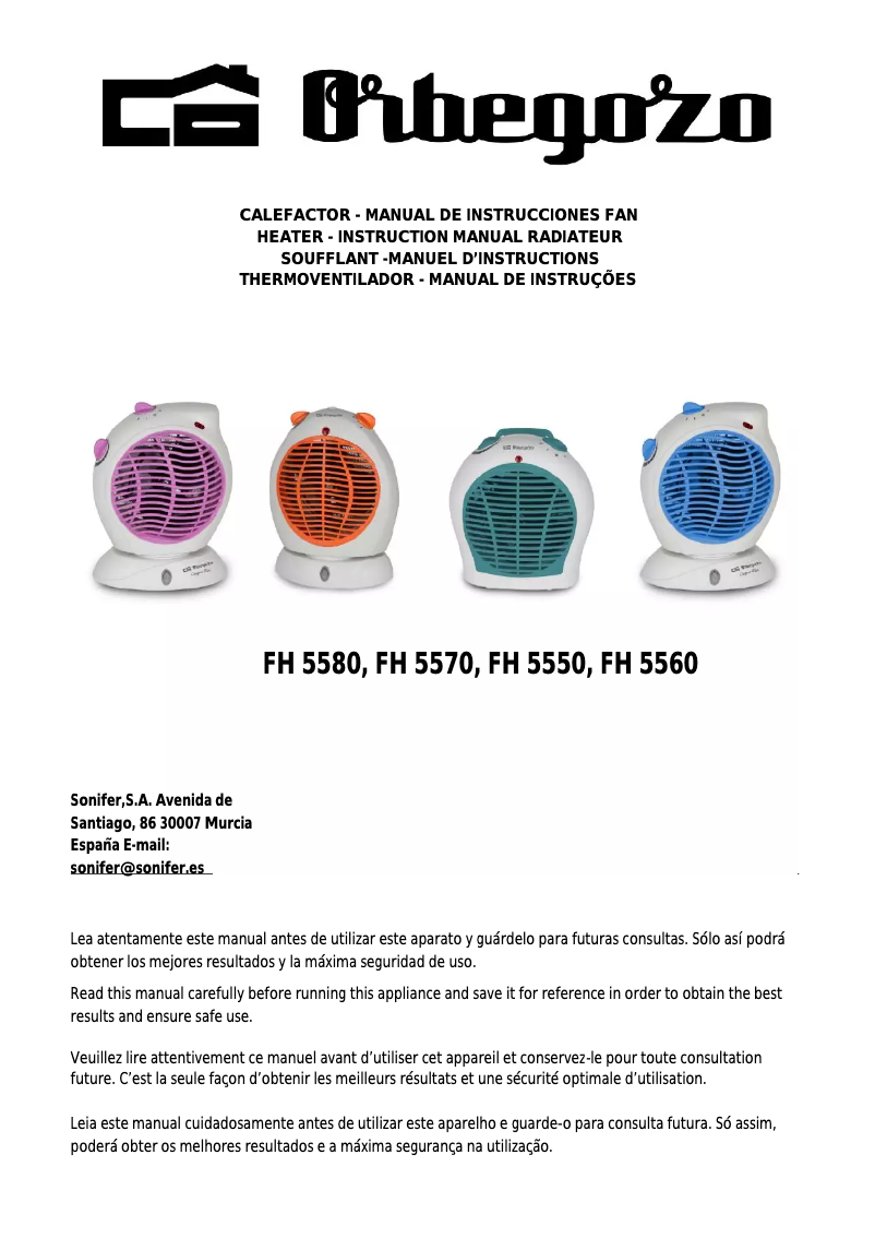 Page n°1 - Manuel utilisateur Orbegozo FH 5570