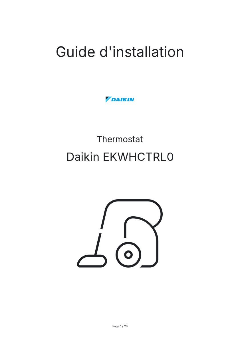 Page n°1 - Guide d'installation Daikin EKWHCTRL0