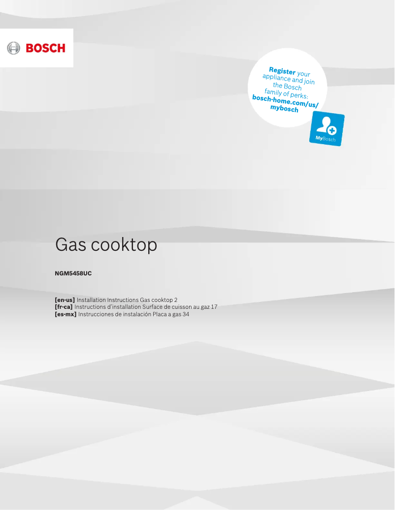 Page 1 de la notice Guide d'installation Bosch NGM5458UC