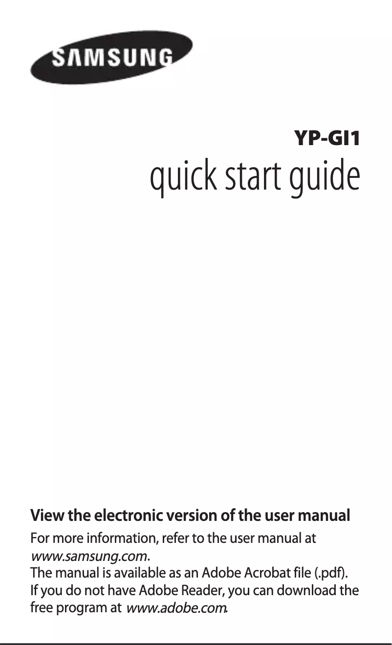 Image de la première page du manuel de l'appareil YP-GI1CW