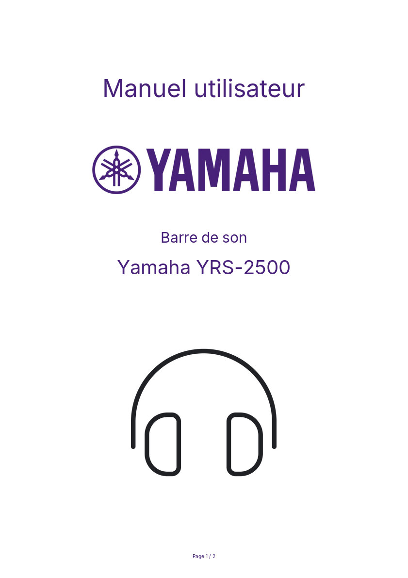 Page n°1 - Manuel utilisateur Yamaha YRS-2500