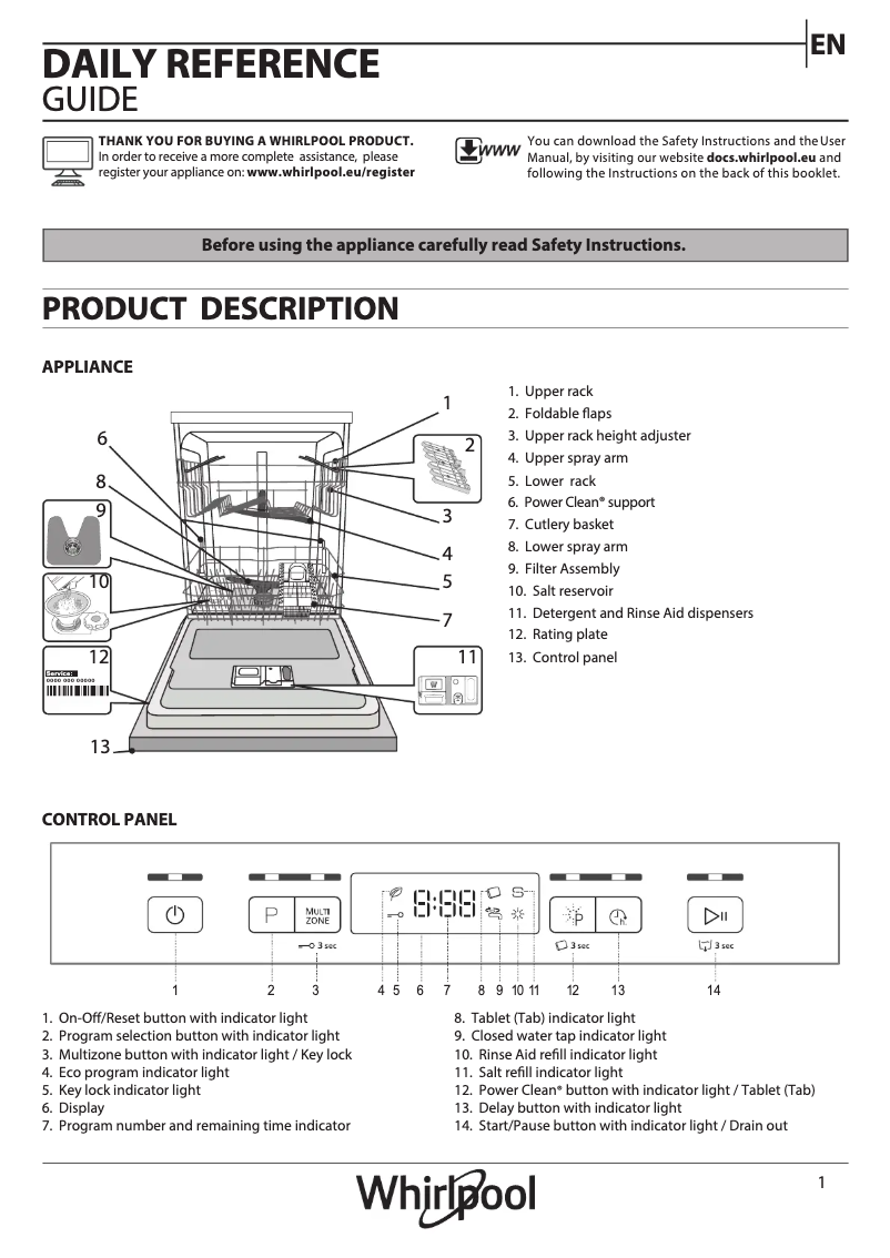 Page 1 de la notice Manuel utilisateur Whirlpool WFC 3C34 P