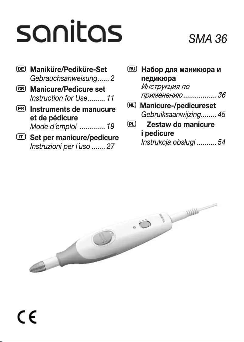 Page n°1 - Manuel utilisateur Sanitas SMA 36