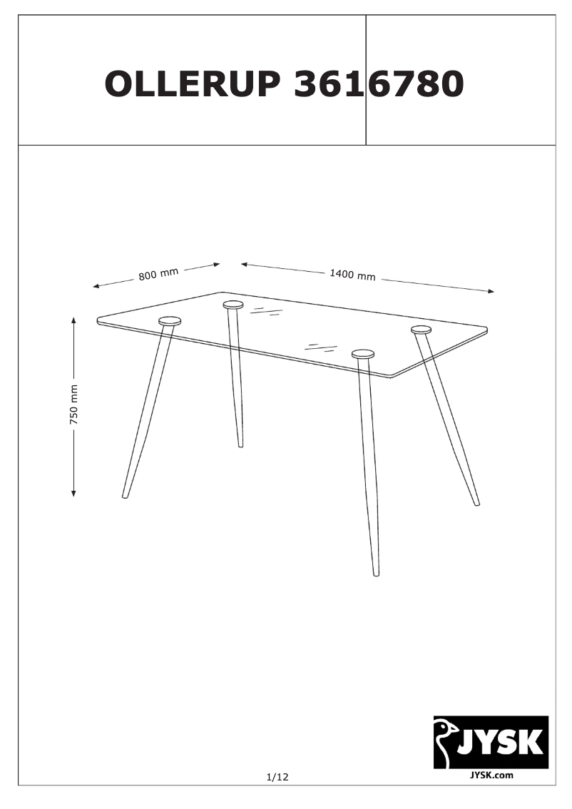 Page 1 de la notice Manuel utilisateur JYSK Ollerup (80x140x75)