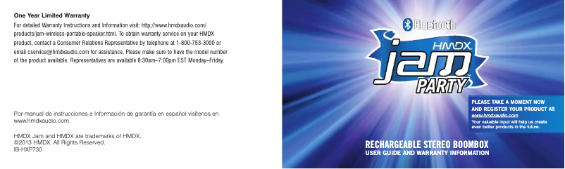 Page n°1 - Manuel utilisateur Jam Party HX-P730