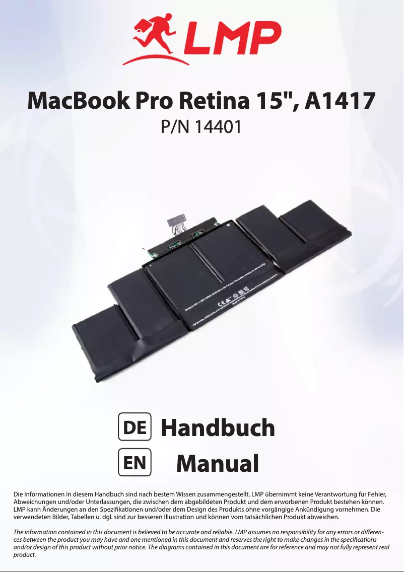 Page 1 de la notice Manuel utilisateur LMP 17031