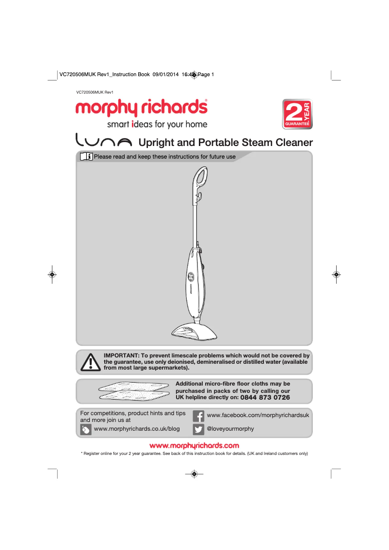 Page 1 de la notice Manuel utilisateur Morphy Richards 720506
