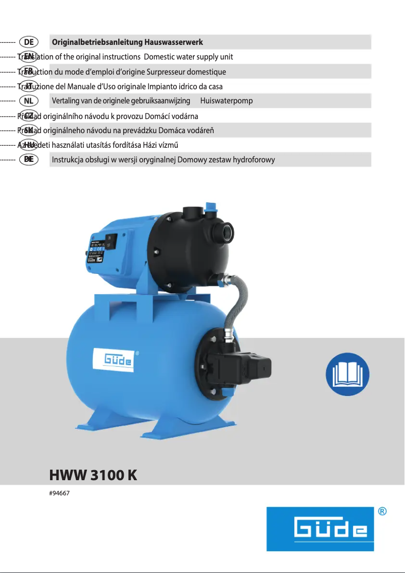 Page 1 de la notice Manuel utilisateur Güde HWW 3100 K