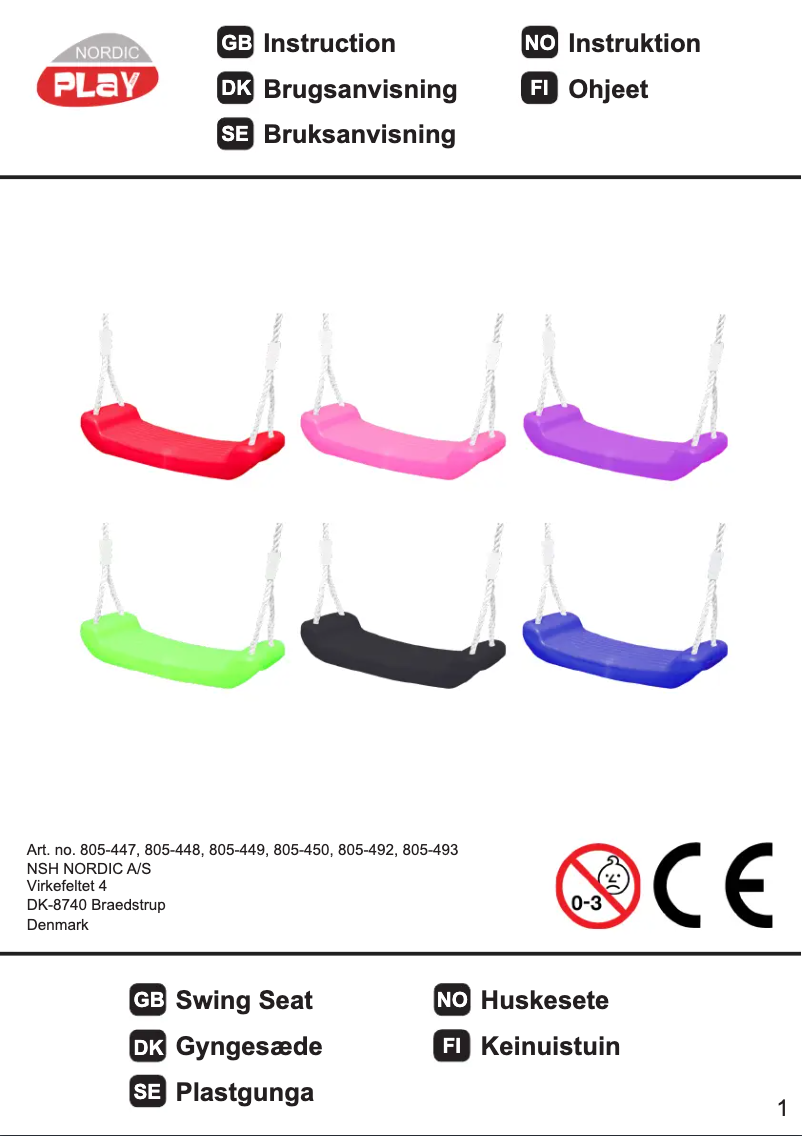 Page n°1 - Manuel utilisateur Nordic Play 805-449