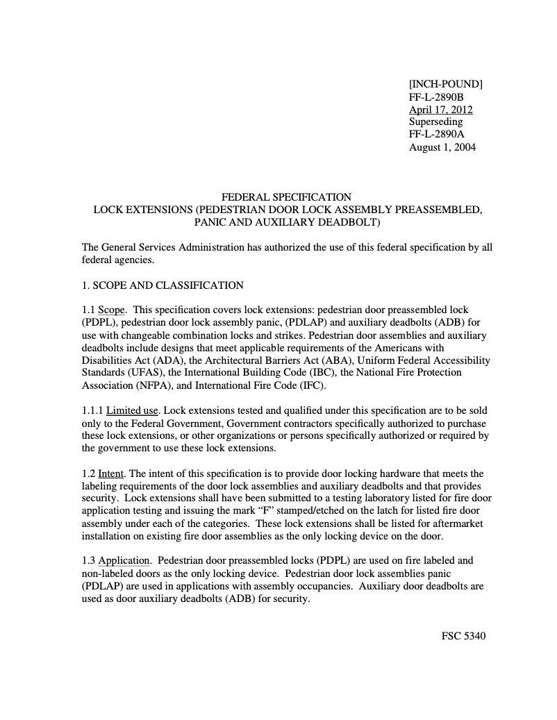 Page 1 de la notice Manuel utilisateur Dormakaba FF-L-2890B