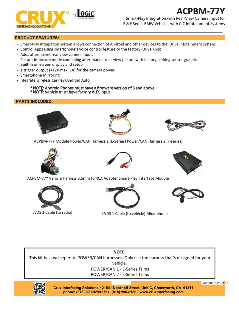 Page n°1 - Manuel utilisateur CRUX ACPBM-77Y