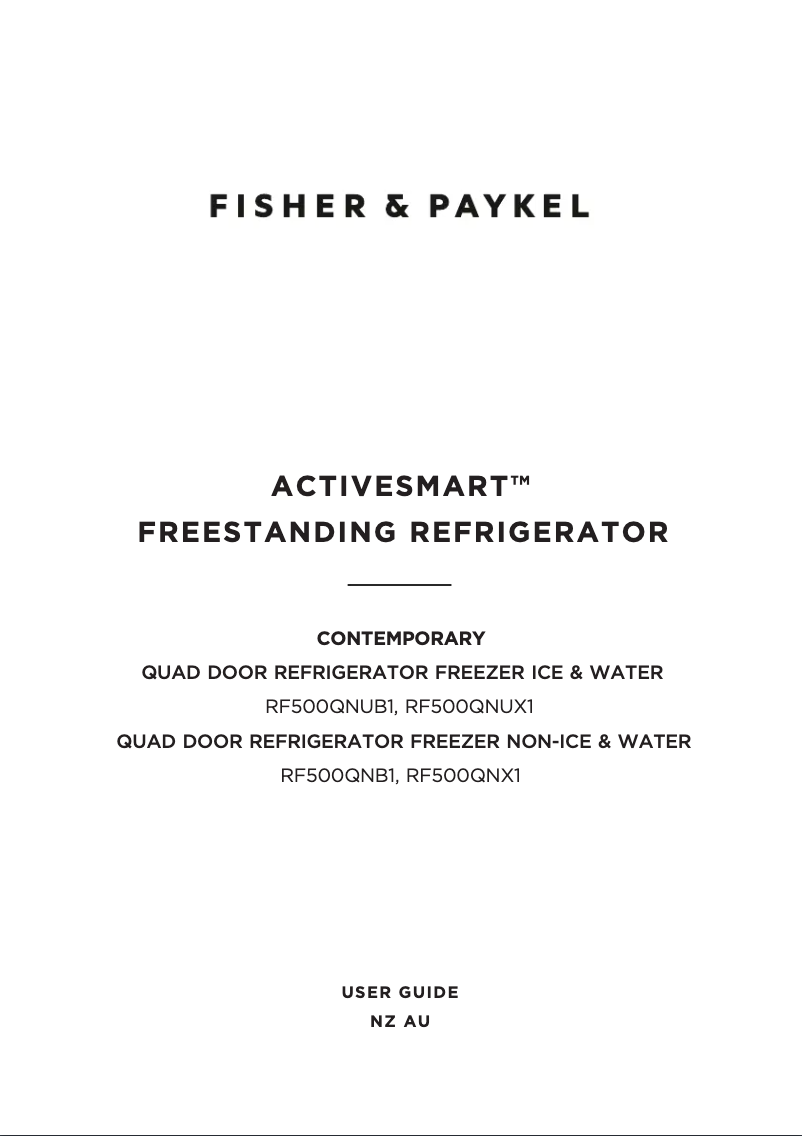 Page n°1 - Manuel utilisateur Fisher & Paykel RF500QN