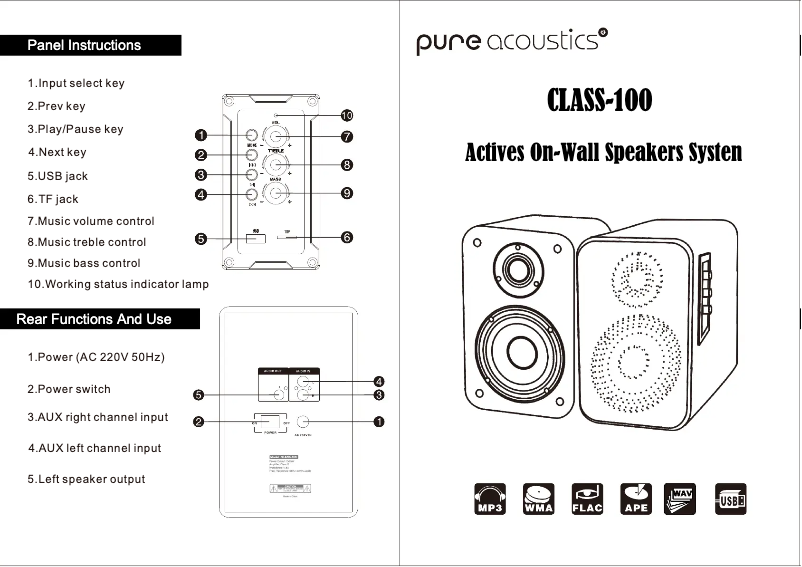 Page 1 de la notice Manuel utilisateur Pure Acoustics Class-100