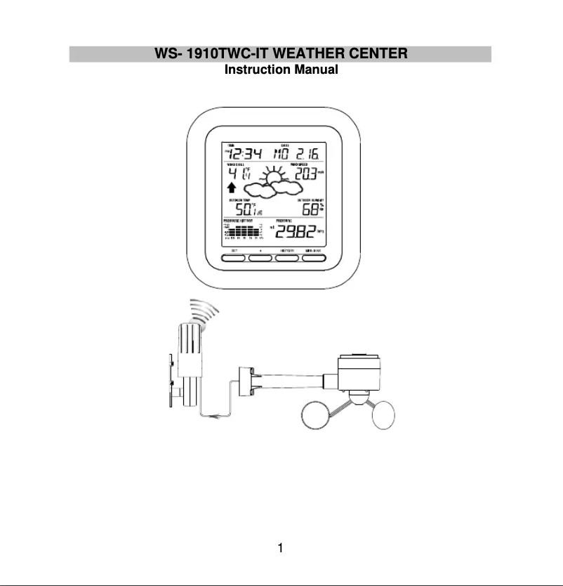 Page n°1 - Manuel utilisateur La Crosse Technology WS-1910TWC-IT