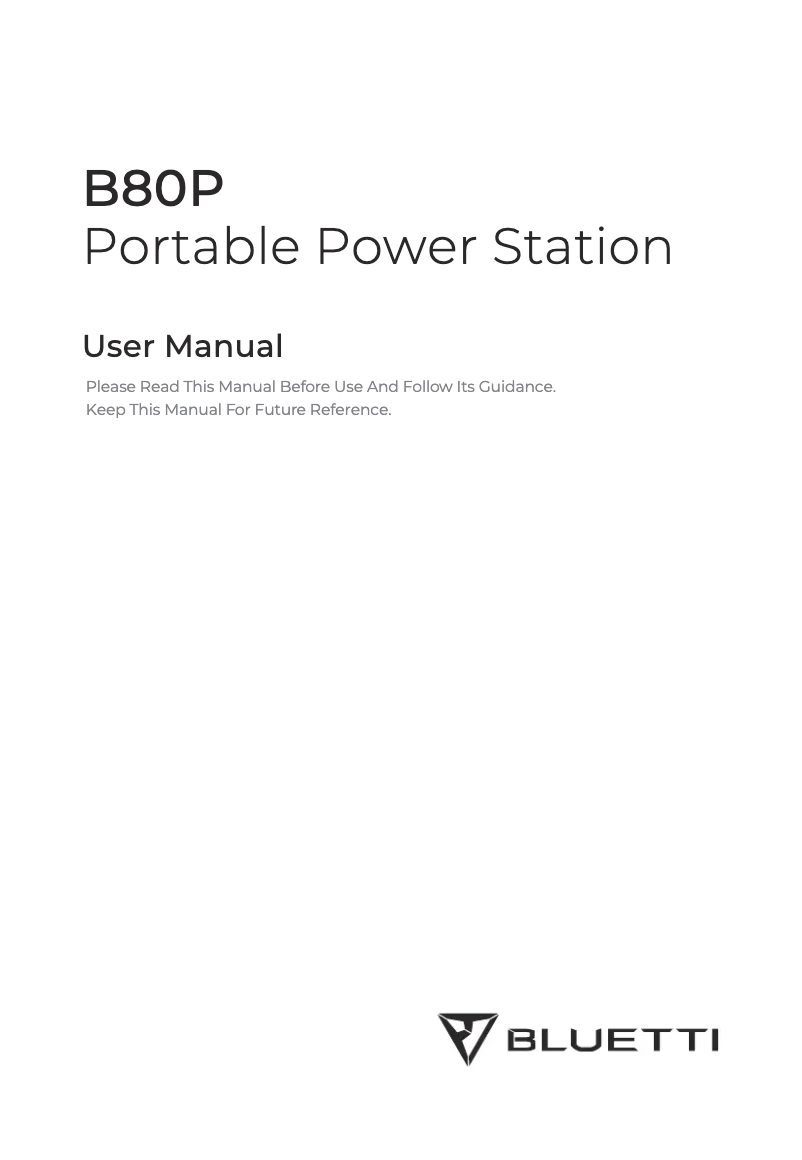 Image de la première page du manuel de l'appareil B80P