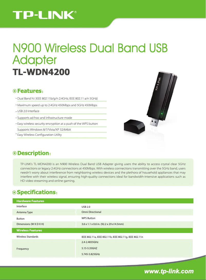 Image de la première page du manuel de l'appareil TL-WDN4200