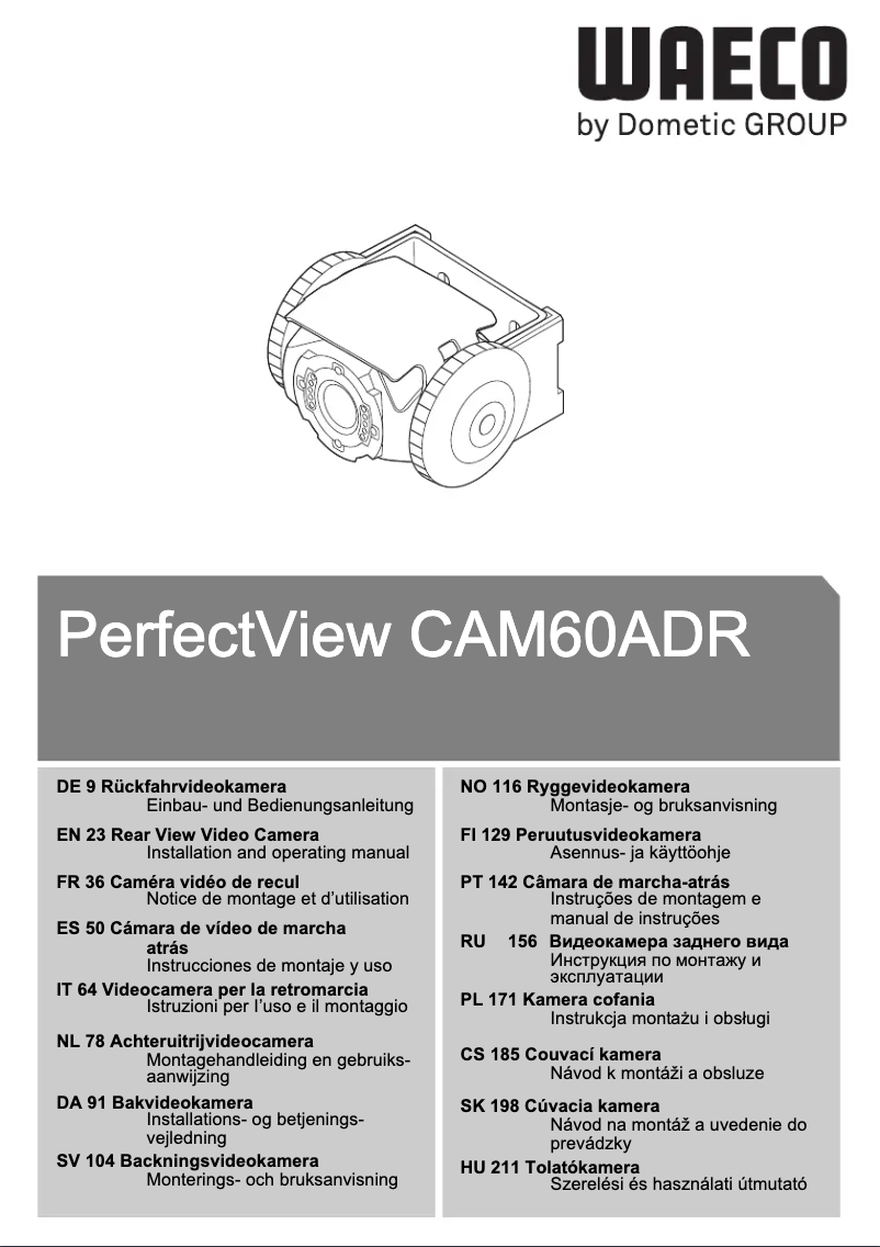 Page 1 de la notice Manuel utilisateur Dometic PerfectView CAM 60ADR
