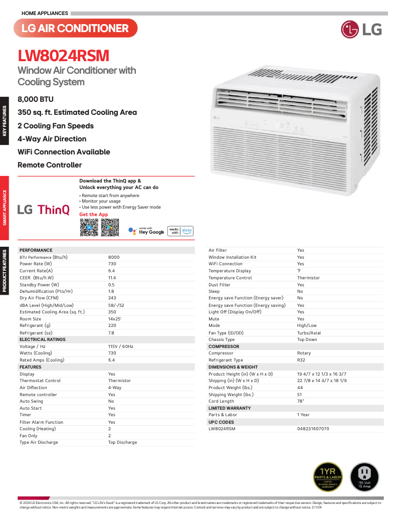 Image de la première page du manuel de l'appareil LW8024RSM