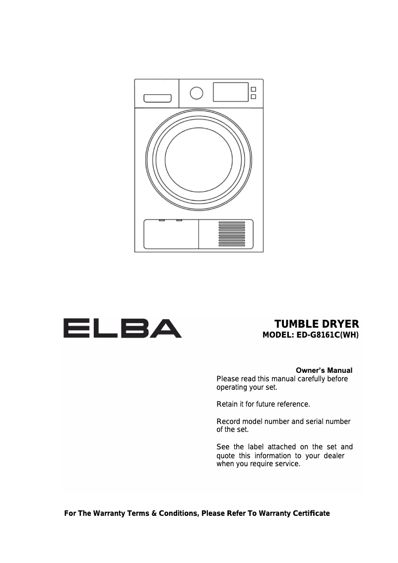 Page n°1 - Manuel utilisateur Elba ED-G8161C(WH)