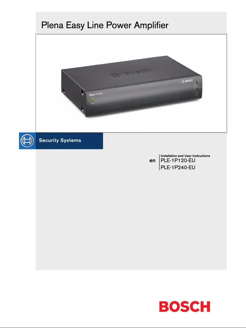 Page 1 de la notice Manuel utilisateur Bosch Plena PLE-1P240