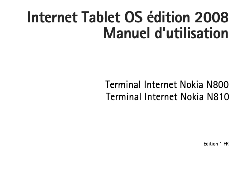 Page 1 de la notice Manuel utilisateur Nokia N800