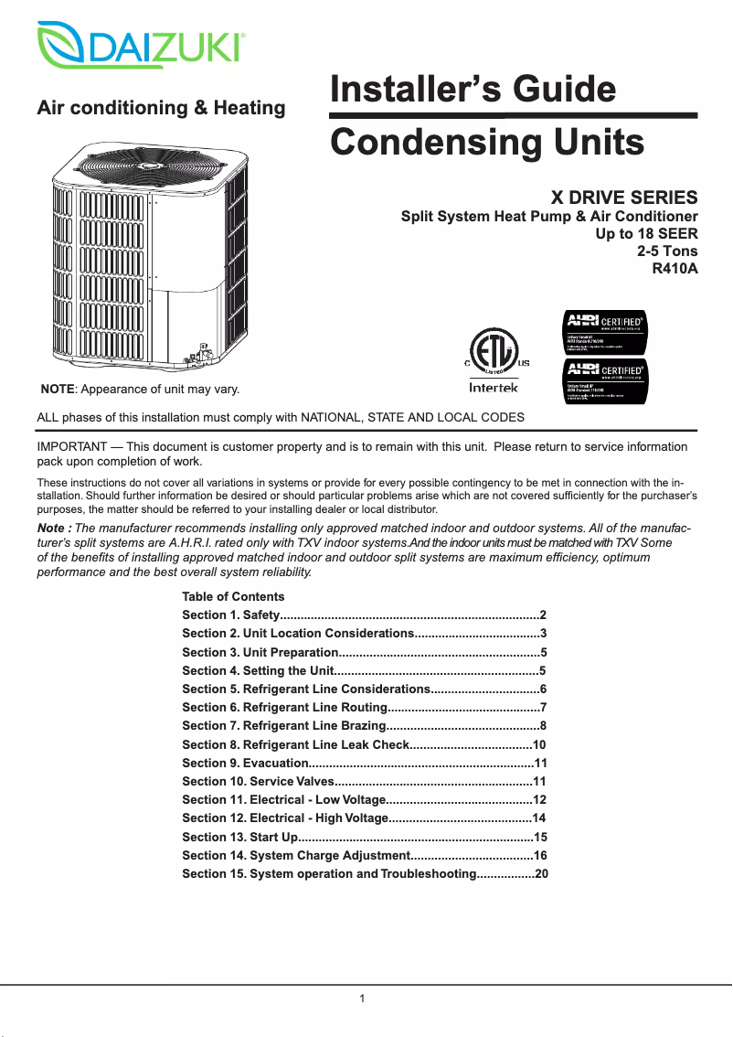Page 1 de la notice Guide d'installation Daizuki CXN1848-WN1