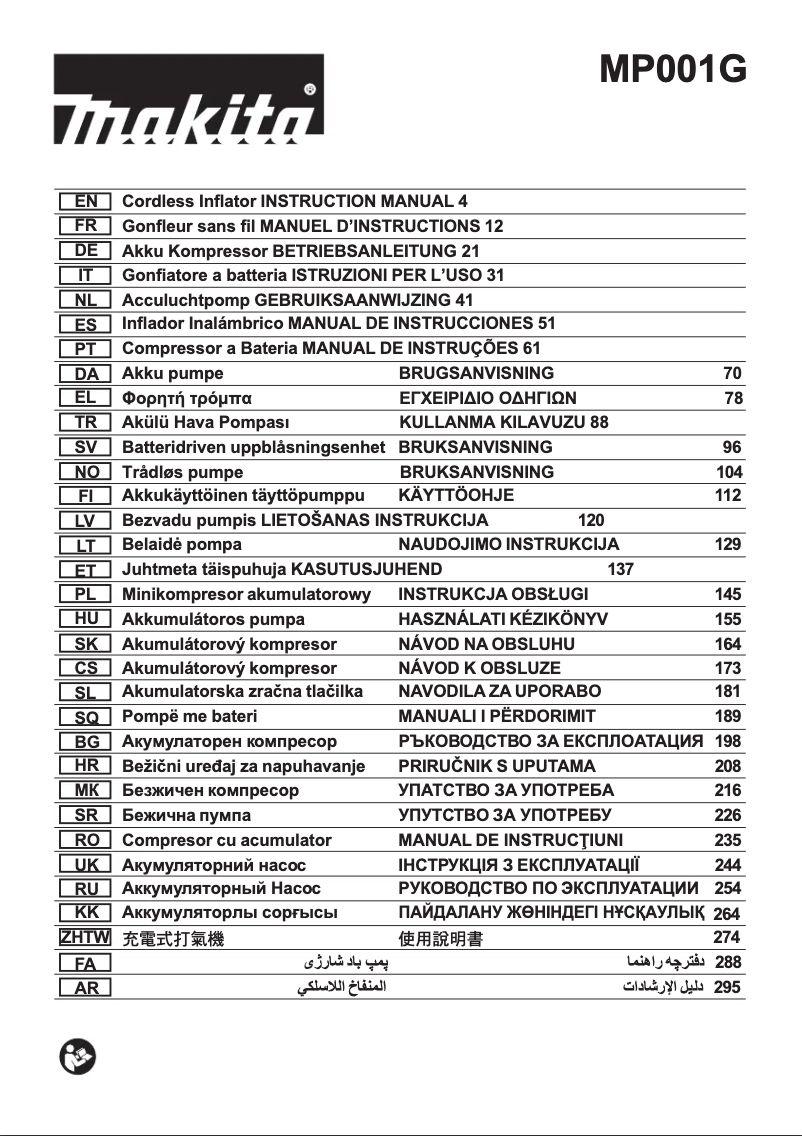 Page n°1 - Manuel utilisateur Makita MP001G