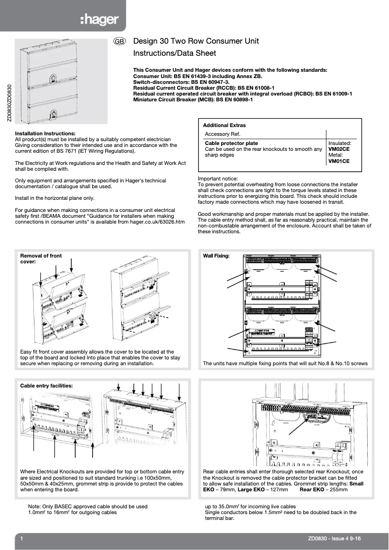 Page 1 de la notice Manuel utilisateur Hager VM11414