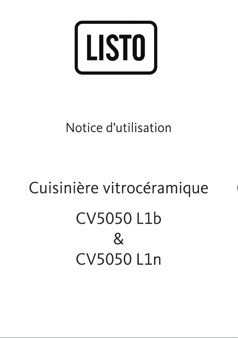 Page 1 de la notice Manuel utilisateur Listo CV5050 L1b