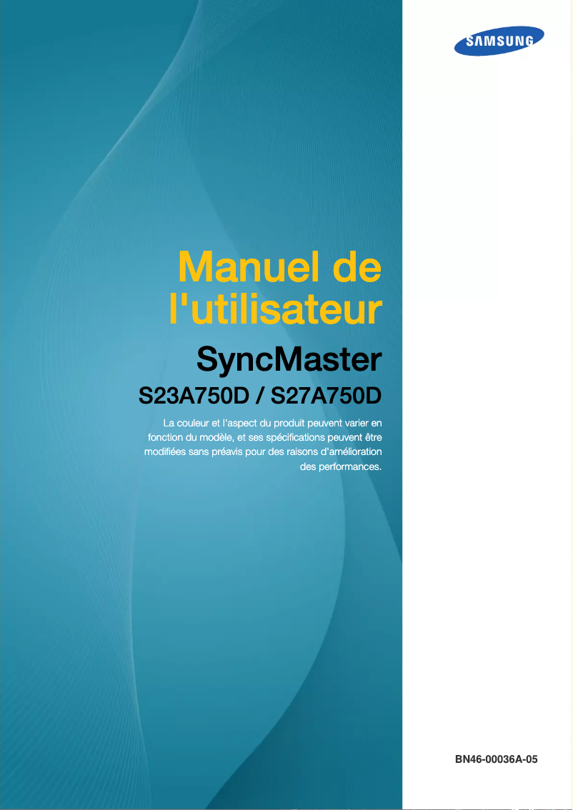 Page 1 de la notice Manuel utilisateur Samsung S23A750D