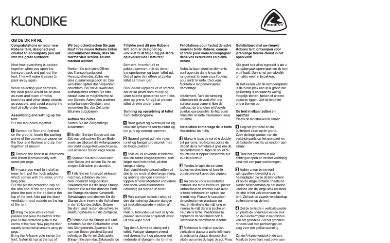 Image de la première page du manuel de l'appareil Klondike