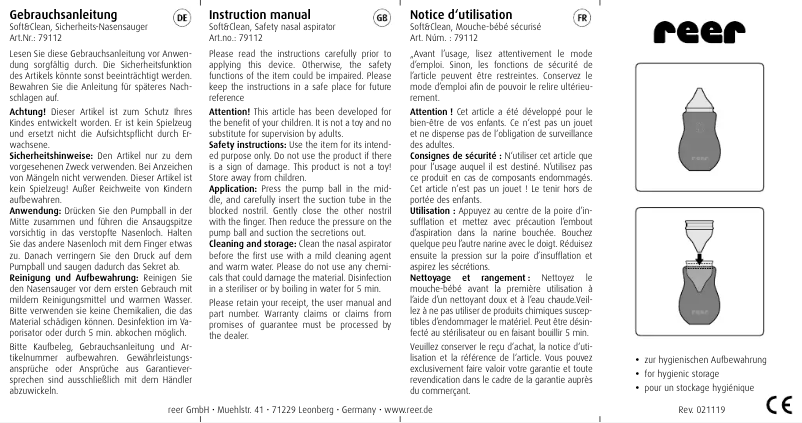 Image de la première page du manuel de l'appareil Soft&Clean 79112