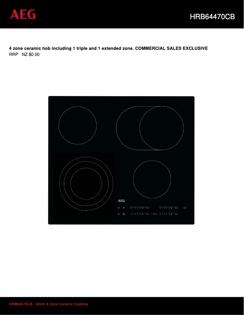 Page 1 de la notice Fiche technique AEG HRB64470CB
