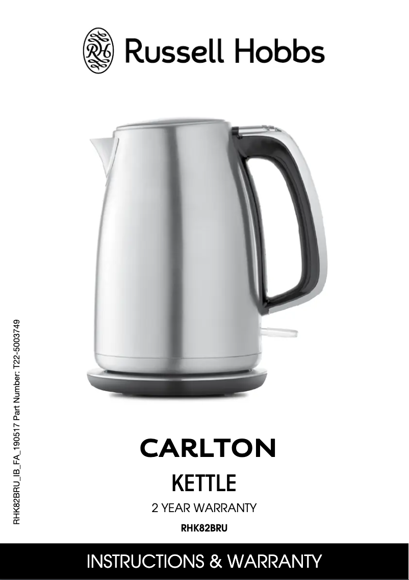 Image de la première page du manuel de l'appareil Carlton RHK82BRU