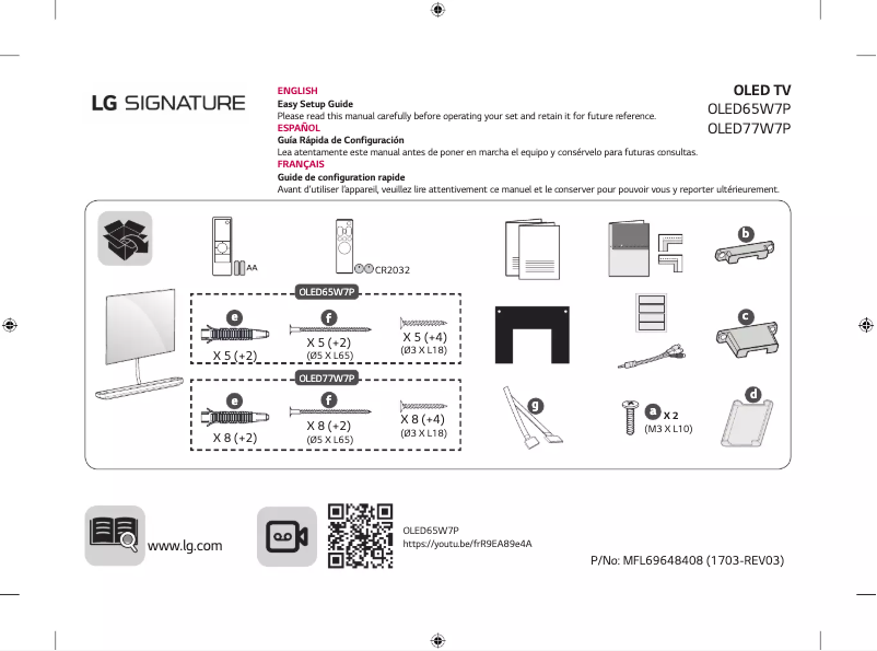Page n°1 - Manuel utilisateur LG OLED77W7P