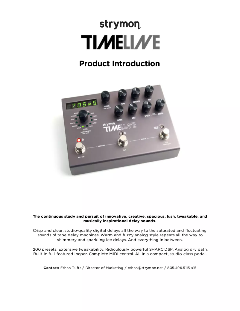 Page n°1 - Manuel utilisateur Strymon Timeline