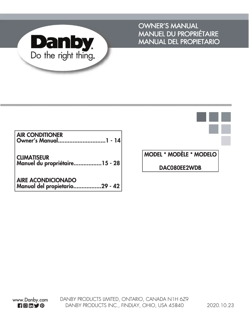 Página 1 del manual Manual de usuario Danby DAC080EE2WDB