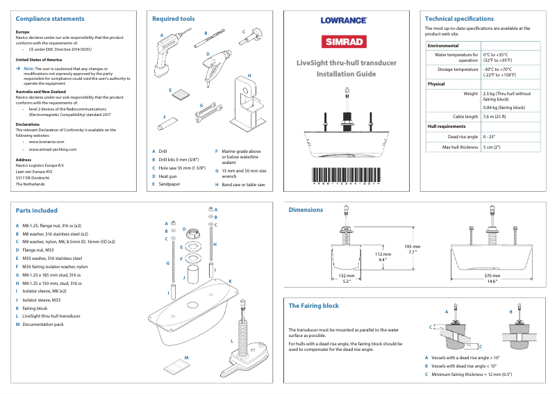 Image de la première page du manuel de l'appareil LiveSight Thru-Hull