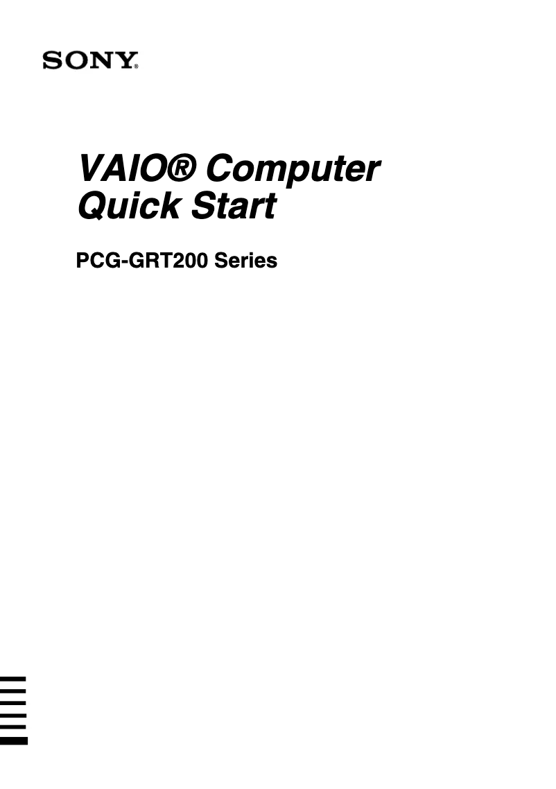 Page n°1 - Guide d'installation Sony Vaio PCG-GRT270
