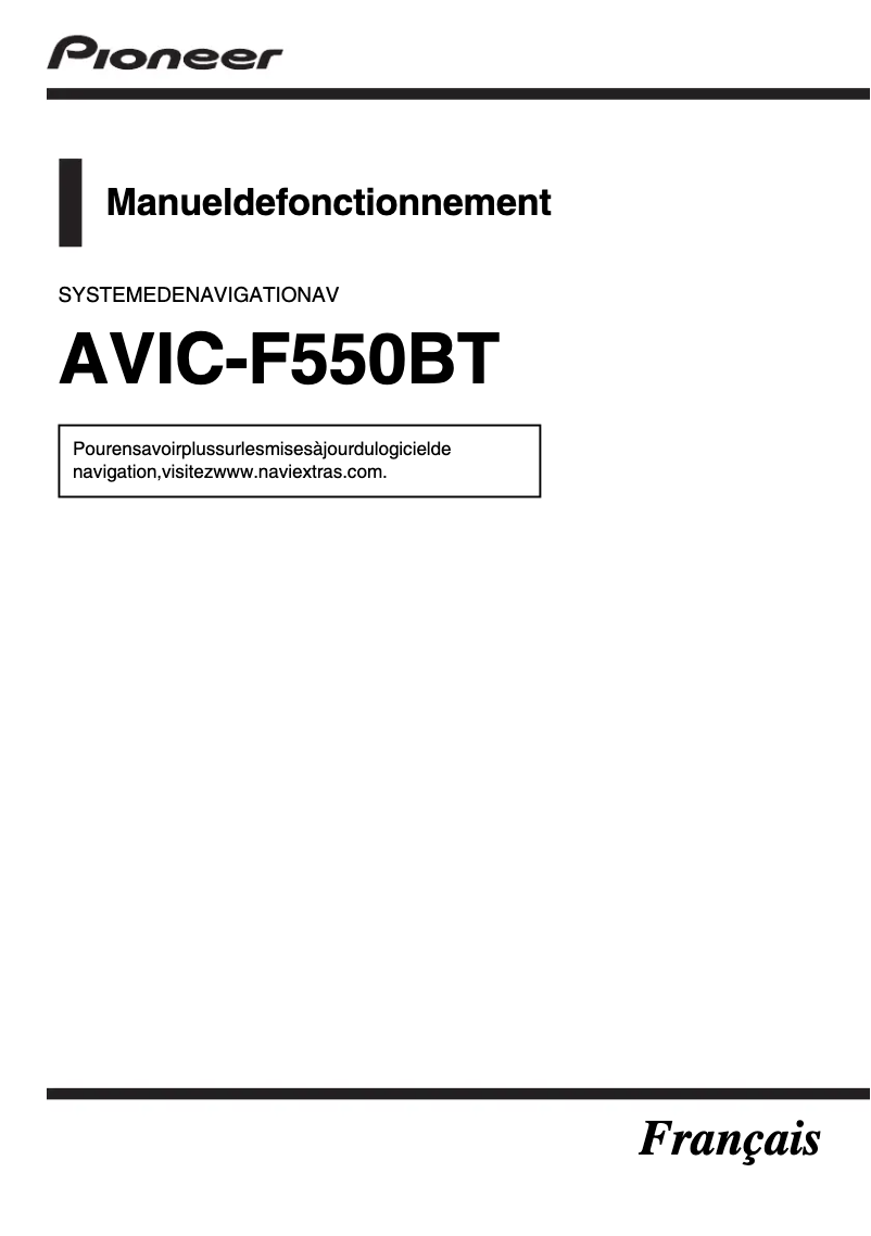 Image de la première page du manuel de l'appareil AVIC-F550BT