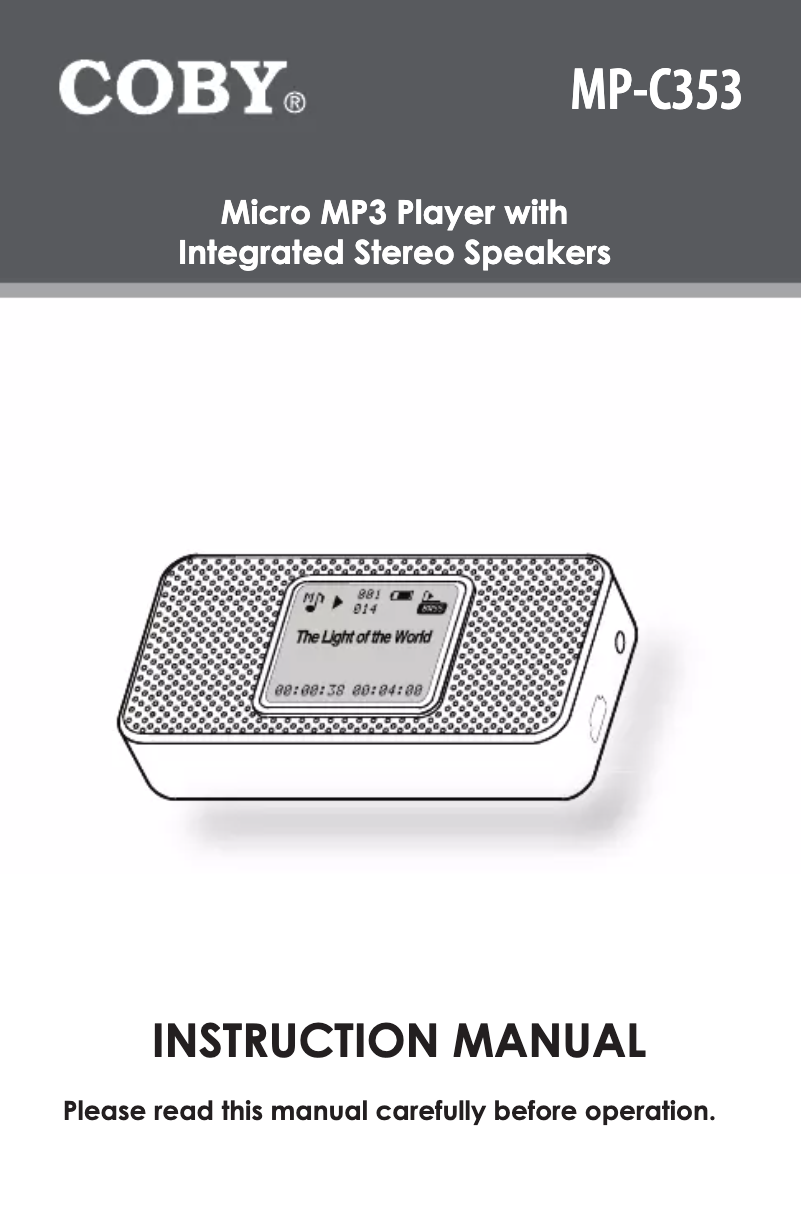 Page 1 de la notice Manuel utilisateur Coby MP-C353